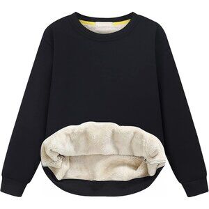 Unisex Boy's Girls Winter Warm Sherpa Lined Crewneck Pullover Sweatshirt Fleece